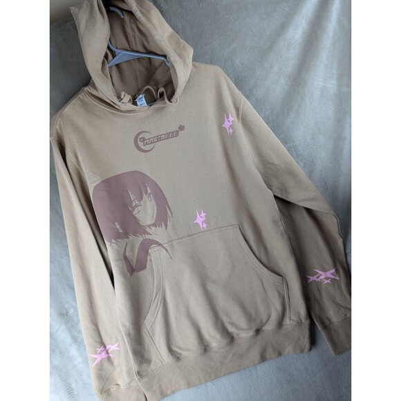 Anime Hooded Sweatshirt Independant Trading Company Brown/Pink Size S - Picture 2 of 11